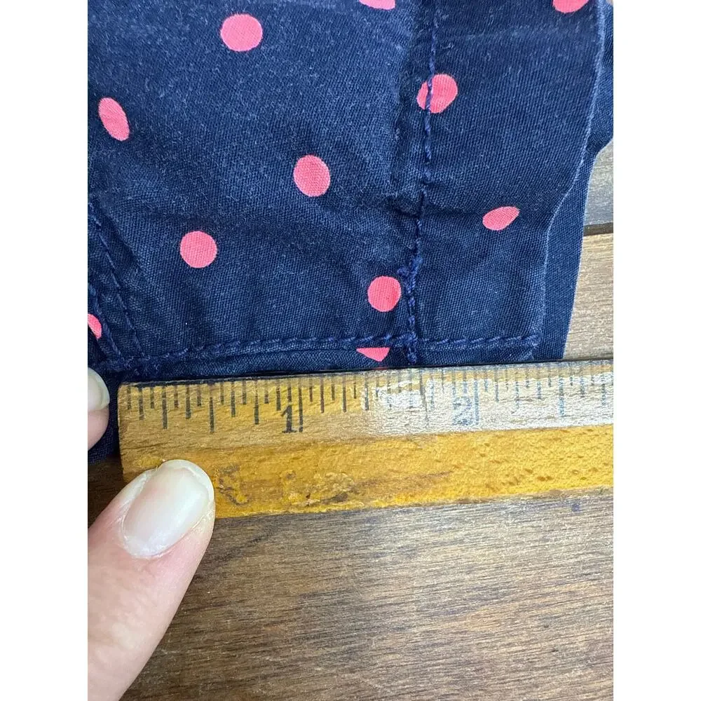 OshKosh B'Gosh Blue & Pink Polka Dot Bib Shorts Shortalls Vestbak Girls Size 4T